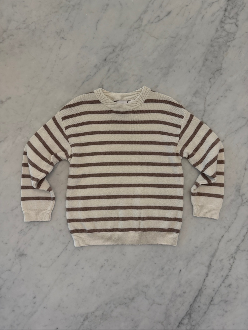 Zara Toddler Boy Crew Neck Striped Sweater - Neutral Boy’s Sweater